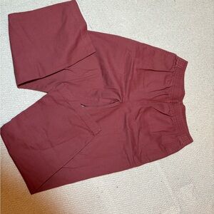 Burgundy Elastic Waist Pants Aritzia